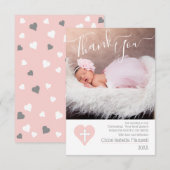 Erröten rosa Tauftaufe-Foto danken Ihnen Dankeskarte (Vorne/Hinten)