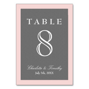 Erröten Rosa u. graue elegante Tischnummer