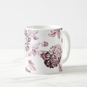 Erröten Rosa- u. weißes Vintages BlumenToile No.2 Kaffeetasse