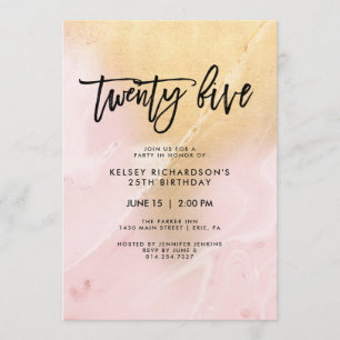 Erröten Rosa und 25. Geburtstags-Party des Einladung