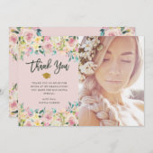 Erröten Rosa-und des Elfenbein-Blumen| Dankeskarte (Vorne/Hinten)