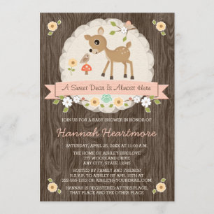 ERRÖTEN ROSA WALDrotwild-BABYPARTY Einladung