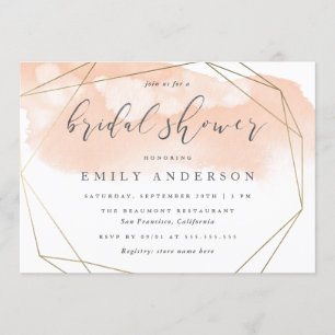 Erröten rosa Watercolor-Goldelegantes Brautparty Einladung