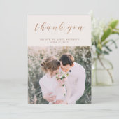 Erröten rosa Wedding Foto des Marmor-| danken Dankeskarte (Stehend Vorderseite)