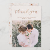 Erröten rosa Wedding Foto des Marmor-| danken Dankeskarte (Vorne/Hinten)