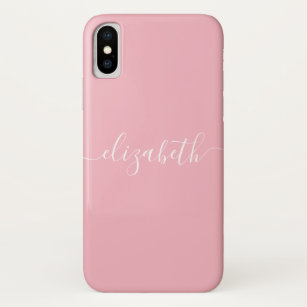 Erröten rosa weiße elegante Kalligraphie-Girly Case-Mate iPhone Hülle