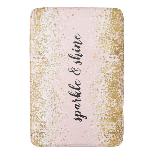 Erröten rosa weißes Goldconfetti-Schein Badematte (Vorderseite Vertikal)