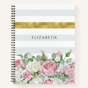 Erröten Rose Gold Streifen Name Notizbuch