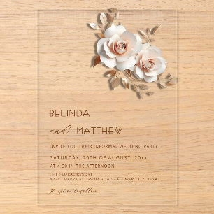 Erröten Roségold 3D Blumen Einfach Acryleinladungen