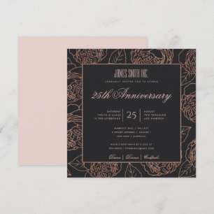 ERRÖTEN ROSÉGOLD SCHWARZ BLUMEN KORPORATIVE PARTY  EINLADUNG