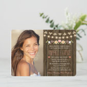 Erröten Schnur der Lichter rustikales 16. Einladung (Stehend Vorderseite)