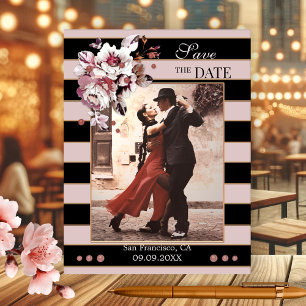 Erröten Schwarz gestreifte Foto Save-the-Date-Post Ankündigungspostkarte