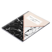 Erröten Schwarz-weißer MarmorRosengoldfarbblock Notizblock (Linke Seite)