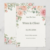Erröten Sie die Save-the-Date-Karte mit Rosengrün Save The Date (Vorne/Hinten)