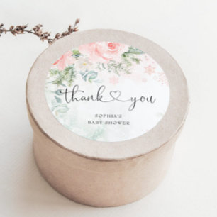 Erröten Sie rosa florale Baby es ist kalt draussen Runder Aufkleber