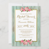 Erröten Sie und Mint - Brautparty-Blumeneinladung Einladung (Vorderseite)