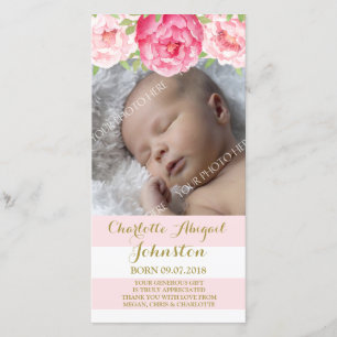 Erröten Streifen, die rosa Blumen Ihnen Dankeskarte