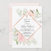 erröten Taufeeinladung, erste Kommunion Einladung (Vorne/Hinten)