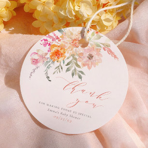 Erröten & Türkis Frühlings-Blumen-Baby-Party Danke Geschenkanhänger