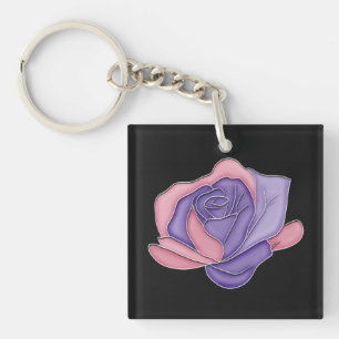 Erröten und Blühen Rose Schlüsselanhänger
