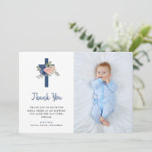 Erröten und die Blumen Marine und kreuzen | Dankeskarte (Stehend Vorderseite)