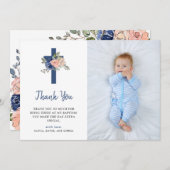 Erröten und die Blumen Marine und kreuzen | Dankeskarte (Vorne/Hinten)