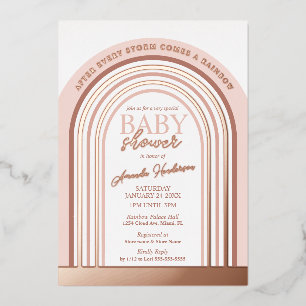 Erröten und Roségold Regenbogen Baby Baby Shower Folieneinladung