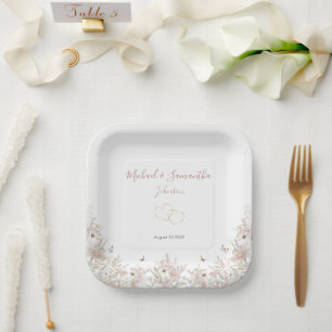 Erröten und Salbei Wildblumen Frühlingshochzeit Pappteller