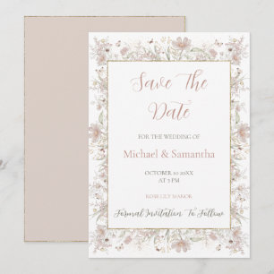 Erröten und Salbei Wildblumen Frühlingshochzeit Save The Date