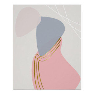 Erröten und Schiefer Abstract mit Kupferkurven Poster