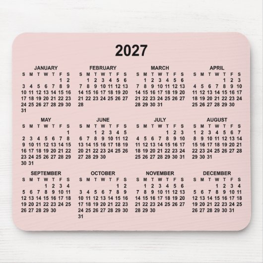 Erröten und Schwarz 2027 Kalender Mousepad (Vorne)