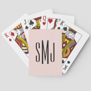 Erröten und schwarzes dreibuchstabiges Monogramm Spielkarten
