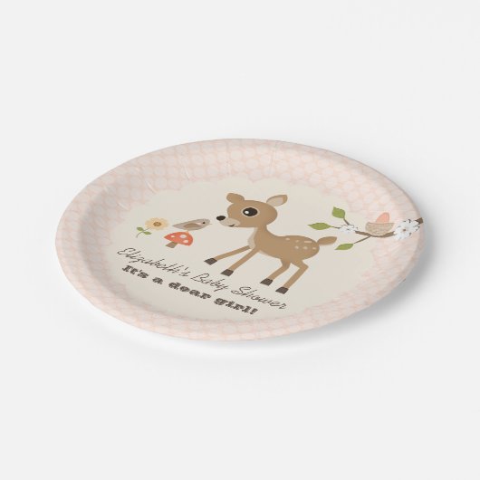 Erröten Waldrotwild-Baby-Dusche Pappteller (Schrägansicht)