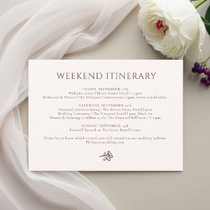 Erröten Weiß & Burgund   Elegante florale Hochzeit Begleitkarte