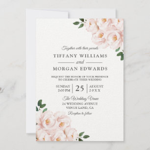 Erröten & Weiße Elegante Hochzeit für alle Jahresz Einladung