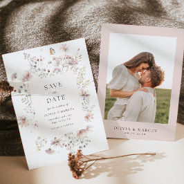 Erröten Wildblume Elegante Rahmen Hochzeit Save The Date