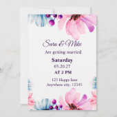 Errötend & Blau Florale "Save the Date"-Karte Save The Date (Vorderseite)