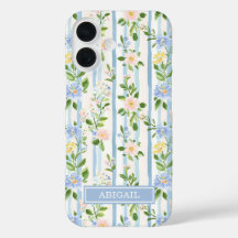 Errötend blaue florale Wasserfarben gestreifte Per