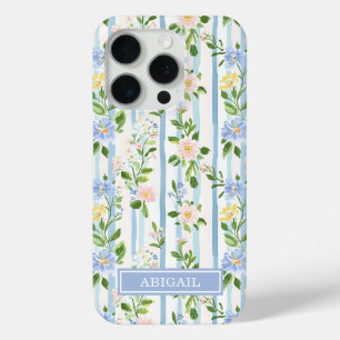 Errötend Blaue Florale Wasserfarben Gestreifte Per Case-Mate iPhone Hülle