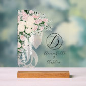 Errötend Durchsichtiger Bogen Rosenstrauß-Monogram Acrylschild (Neutral)