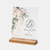 Errötend Durchsichtiger Bogen Rosenstrauß-Monogram Acrylschild (Winkel)