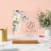 Errötend Durchsichtiger Bogen Rosenstrauß-Monogram Acrylschild (Hochzeit)