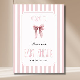 Errötend gestreifter Bogen Elegante Babyparty-Will Poster