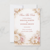 Errötend Neutrales Florales Elegant Save The Date (Vorderseite)