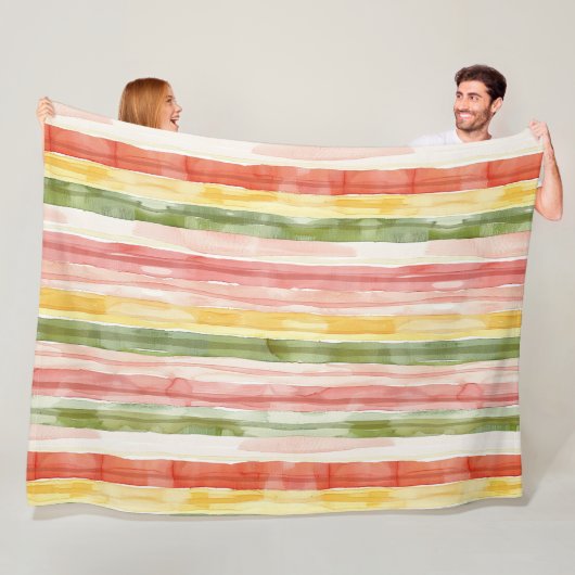 Errötend Orange Gelb Grün Streifen Fleecedecke (Beispiel)
