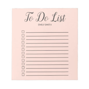Errötend Rosa linierte Kontrollkästchen To Do Mono Notizblock