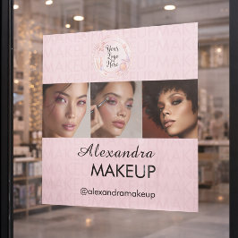 Errötend Rosa Schrift Logo Foto Make-up Studio Fensteraufkleber