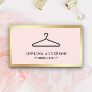 Errötend Rosa Schwarze Kleiderbügel Mode Stylist Visitenkarte
