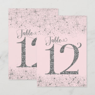 Errötend Rosa Silber Glitter-Tischkarten Nummer 12 Einladung