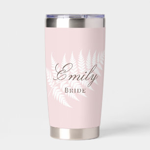 Errötend Rosa Weiße Farn Elegante Pastell-Hochzeit Thermobecher